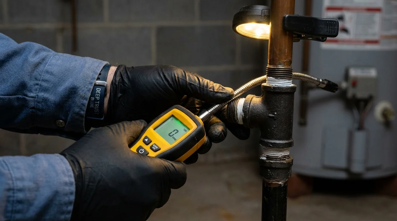 Gas leak detection with electronic sniffer by Johns Plumbing LLC in Cypress