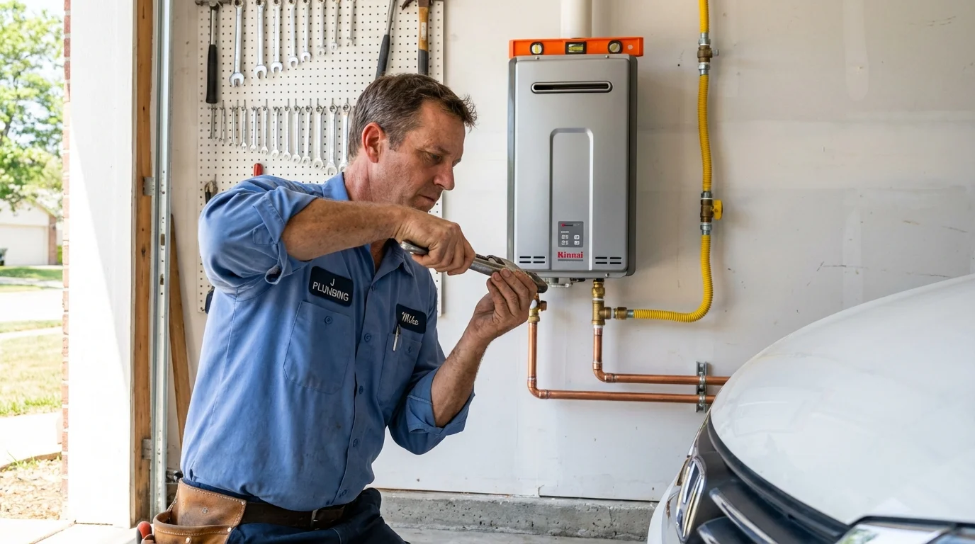 Tankless water heater installation by a Johns Plumbing LLC plumber in Cypress